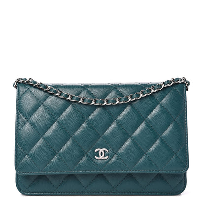 Chanel Caviar Quilted Wallet On Chain WOC Dark Turquoise 1 of 11