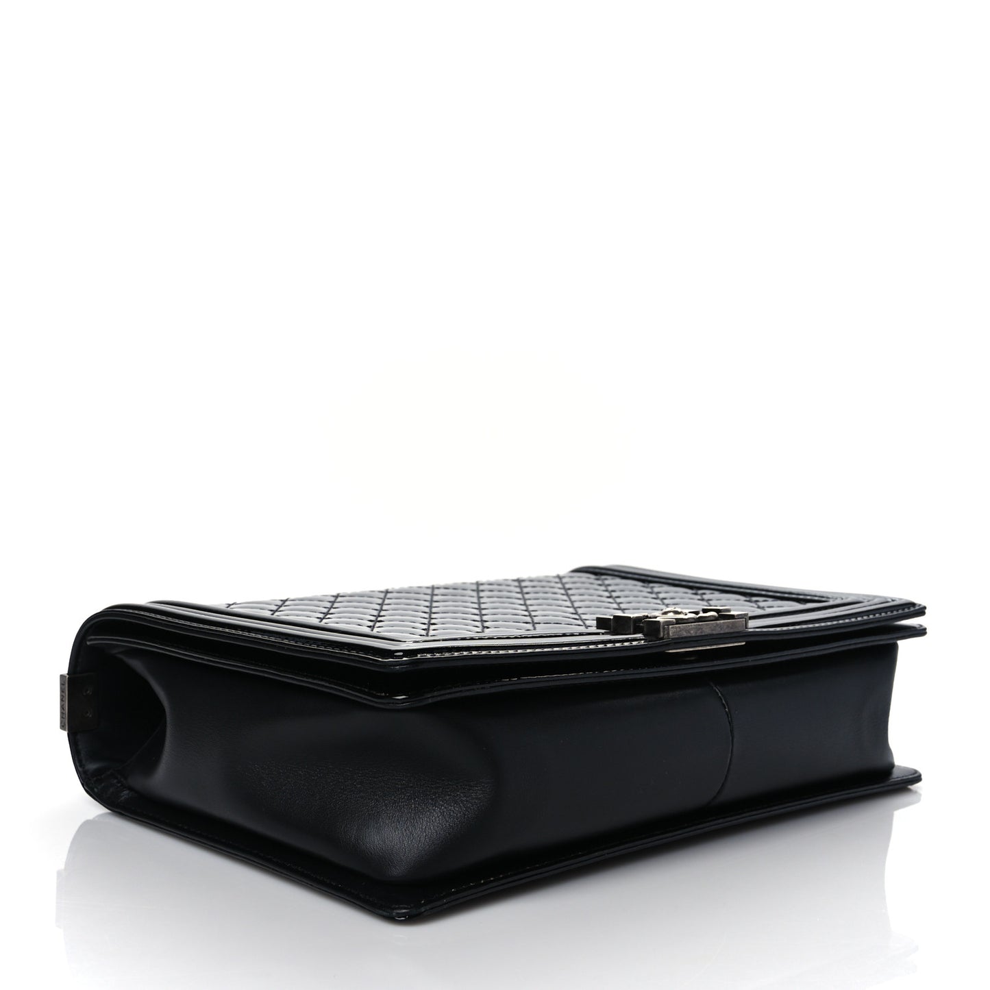 Patent Quilted Large Boy Flap Black