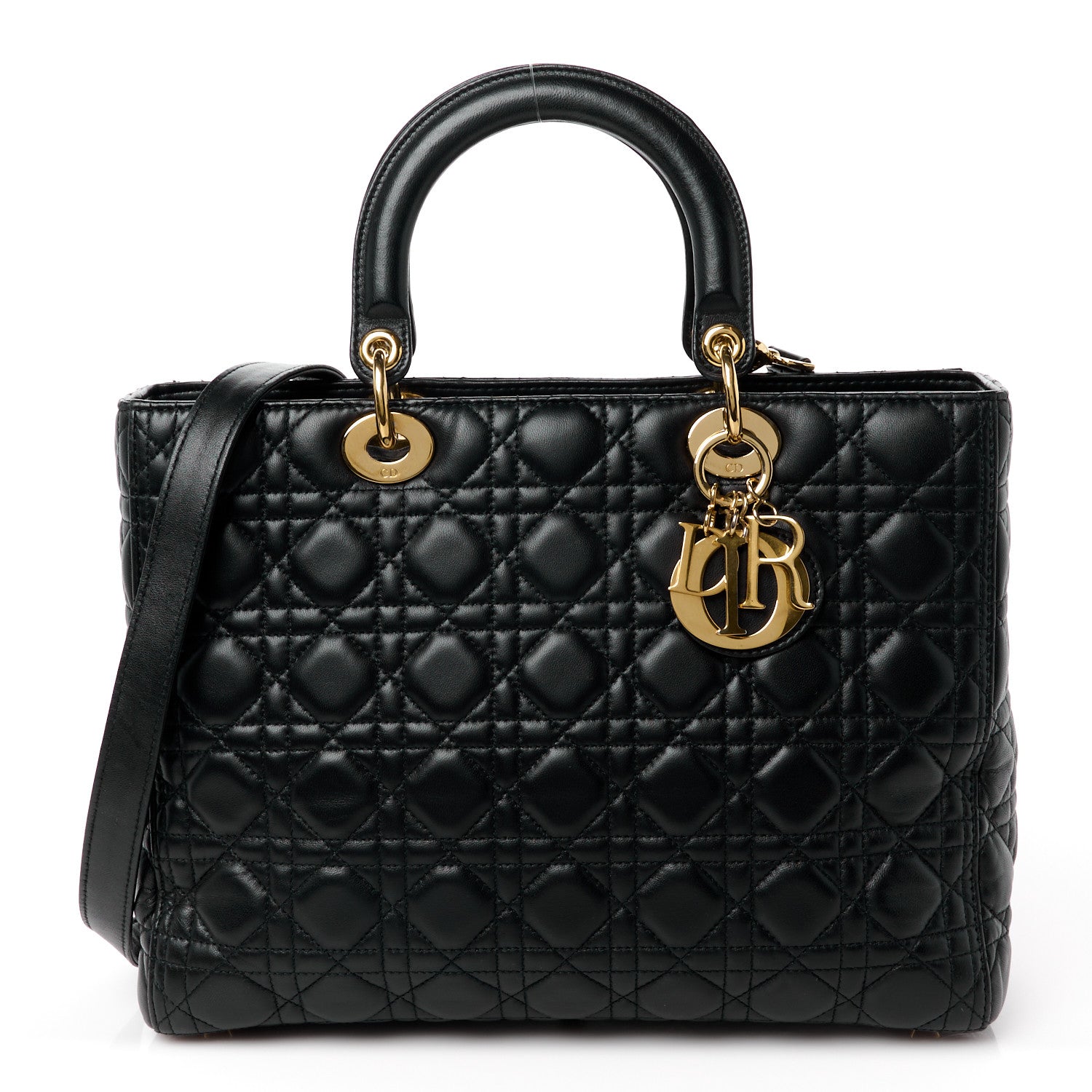 Christian Dior Lambskin Cannage Large Lady Dior Black 1 of 14