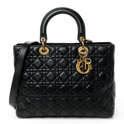 Christian Dior Lambskin Cannage Large Lady Dior Black 1 of 14