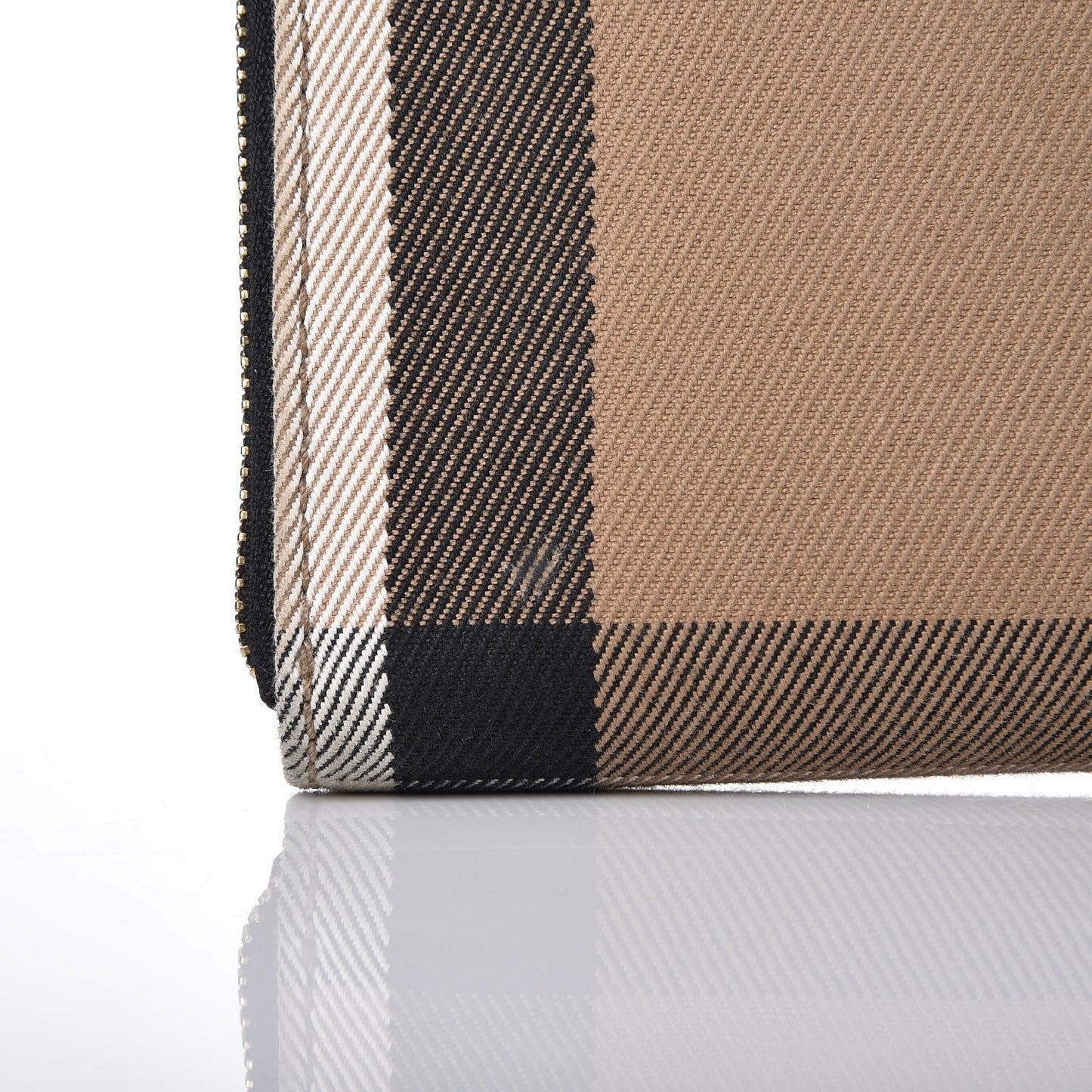 Calfskin House Check Elmore Zip Around Wallet Black