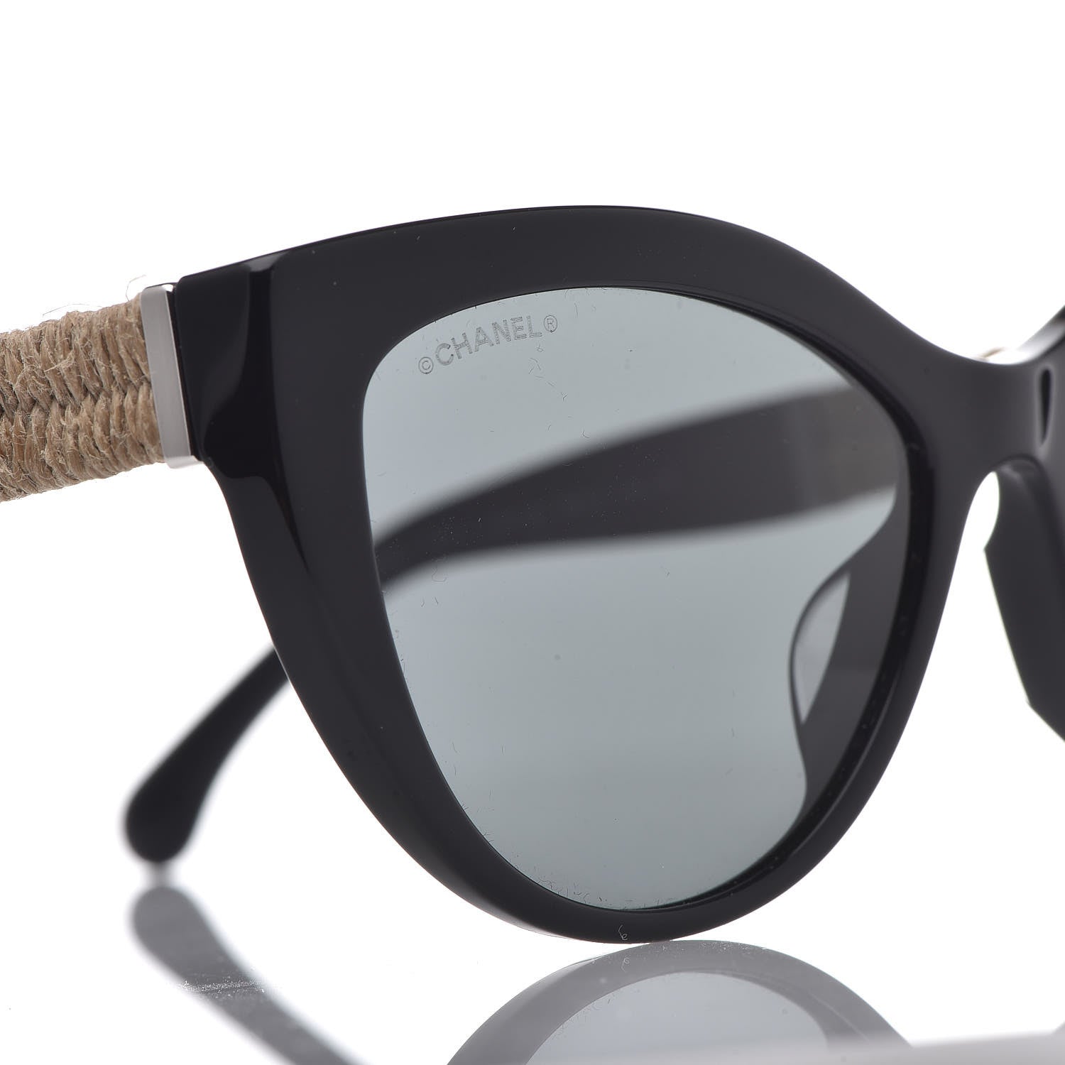 Chanel Acetate Rope Cat Eye Sunglasses 5409-A Black 7 of 8