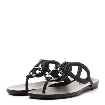 Hermes Rubber Womens Egerie Sandals 38 Black 3 of 8