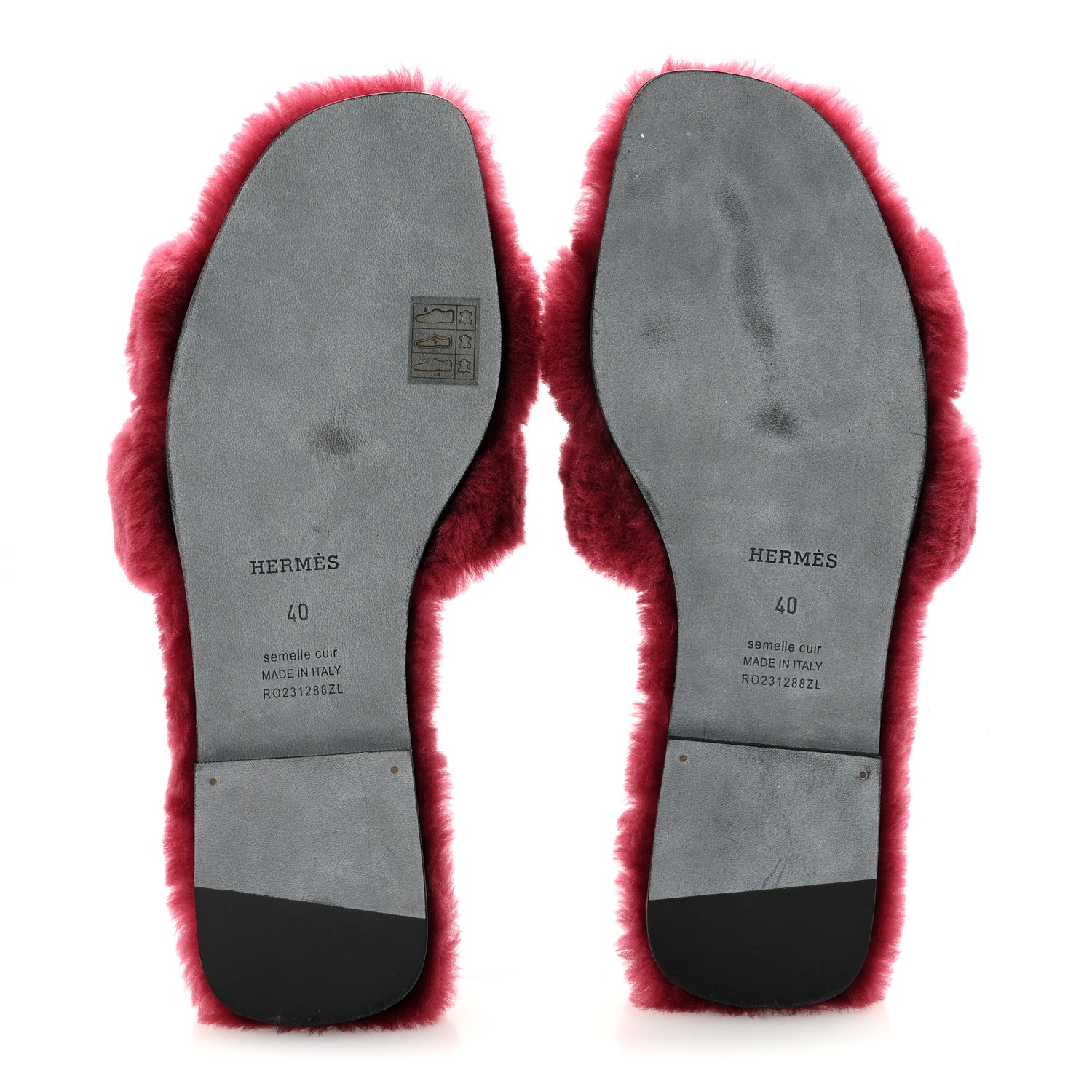 Hermes Woolskin Oran Sandals 40 Rouge H 6 of 9