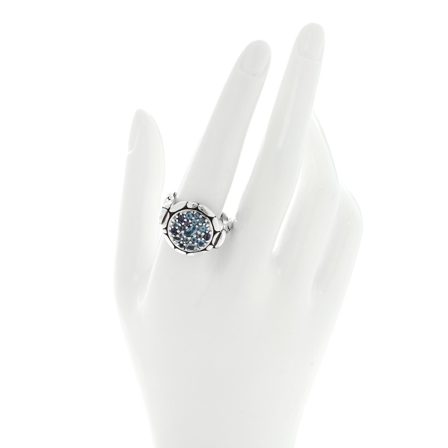 Sterling Silver Blue Topaz Iolite Aquamarine Kali Lavafire Ring 63 10.25