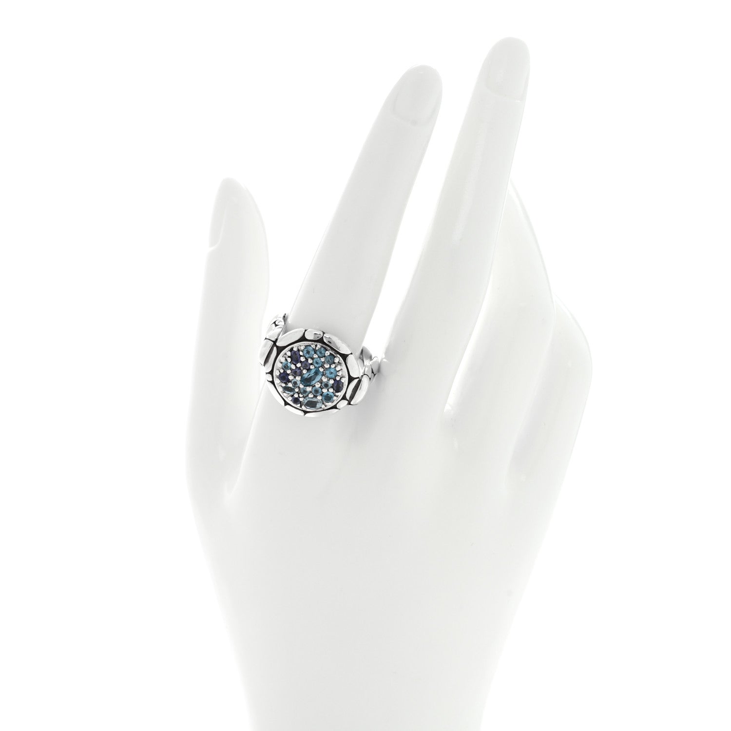 John Hardy Sterling Silver Blue Topaz Iolite Aquamarine Kali Lavafire Ring 63 10.25 2 of 4