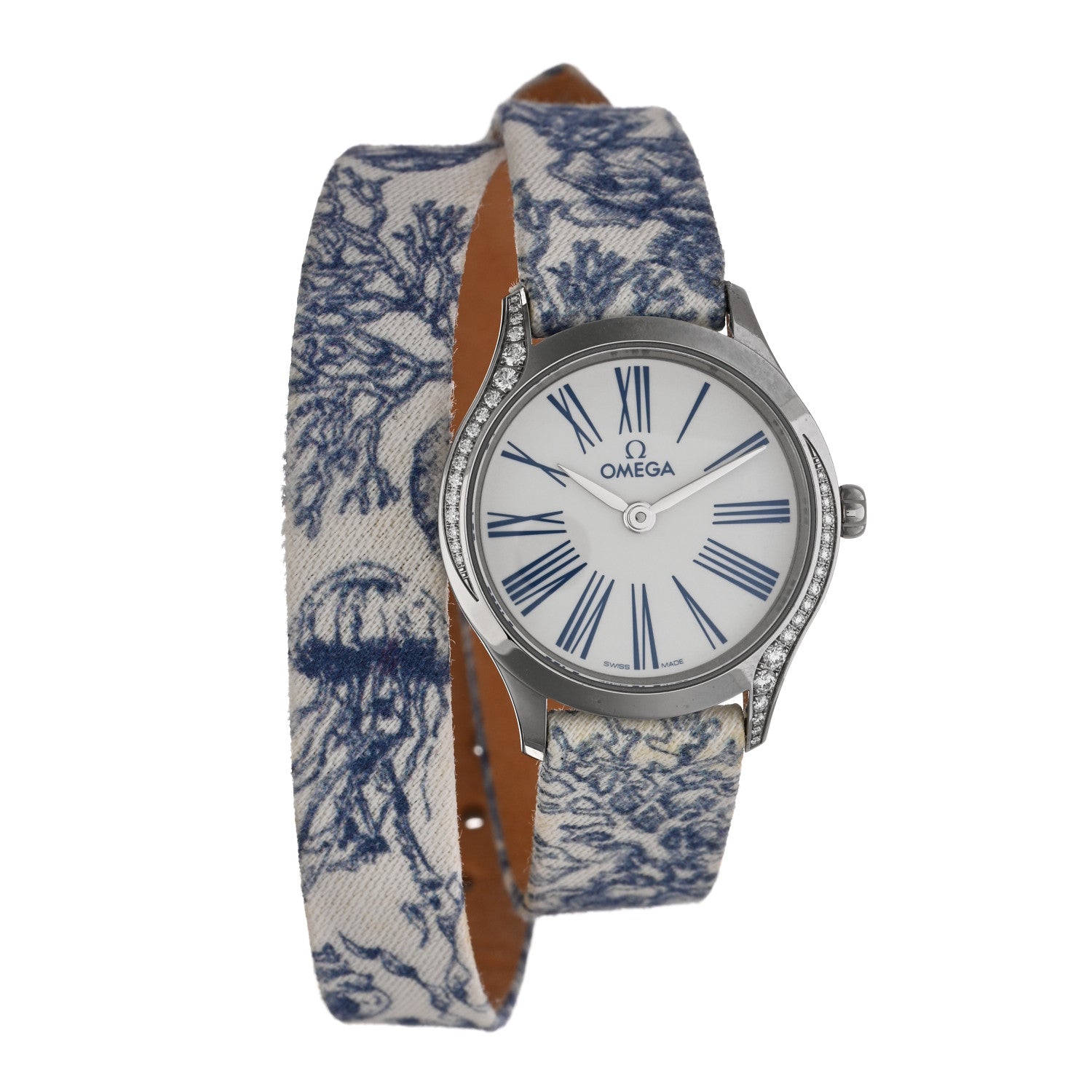 Omega Stainless Steel Fabric Diamond Bezel 26mm De Ville Mini Tresor Quartz Watch 428.17.26.60.04.001 1 of 5