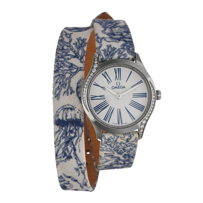 Omega Stainless Steel Fabric Diamond Bezel 26mm De Ville Mini Tresor Quartz Watch 428.17.26.60.04.001 1 of 5