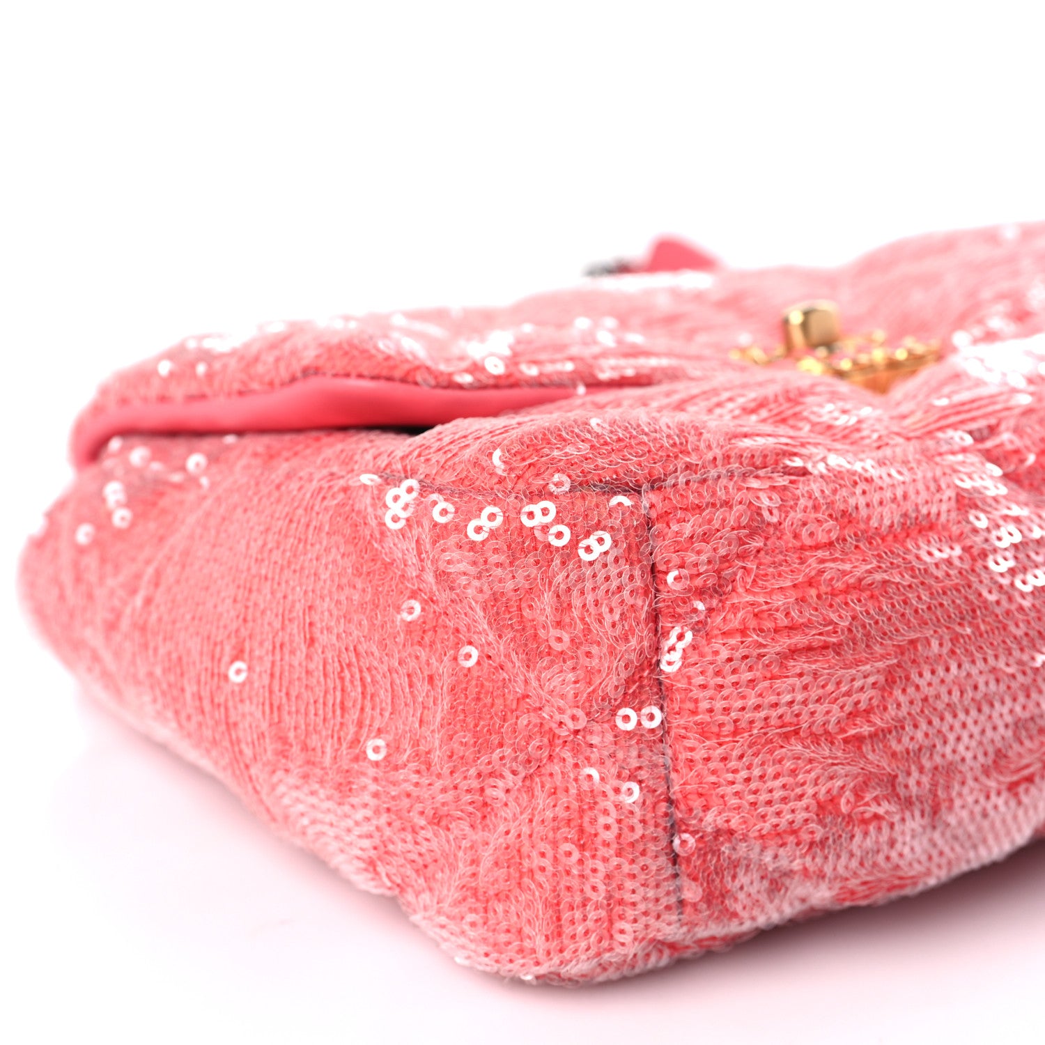 Chanel Sequin Quilted Medium Chanel 19 Flap Coral 8 of 10