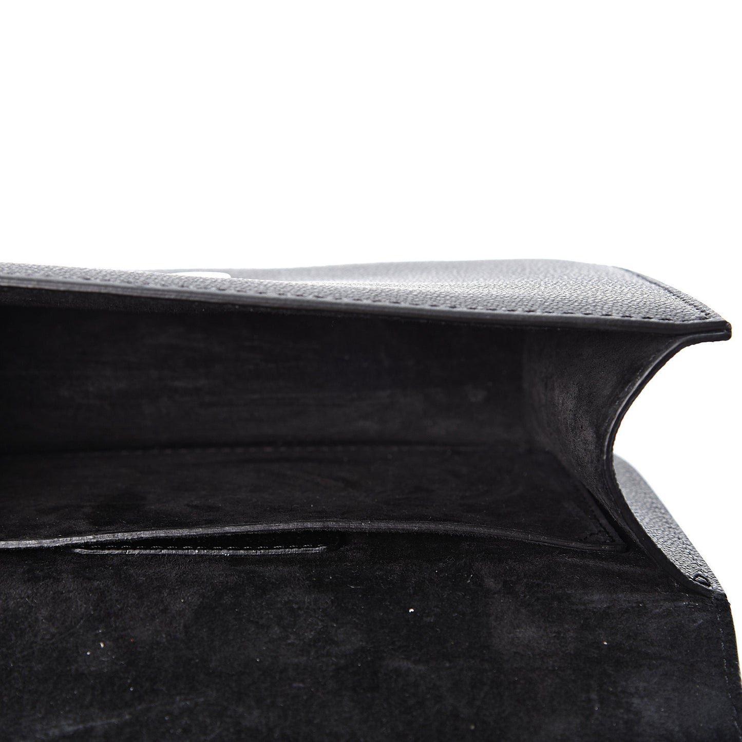 Grained Calfskin Small Insignia Flap Black