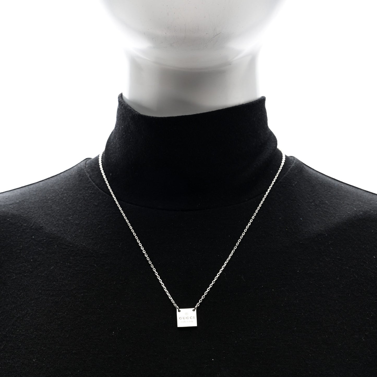 Sterling Silver Trademark Logo Square Pendant Necklace