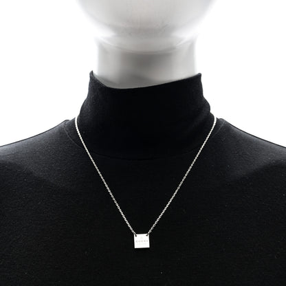 Gucci Sterling Silver Trademark Logo Square Pendant Necklace 2 of 4