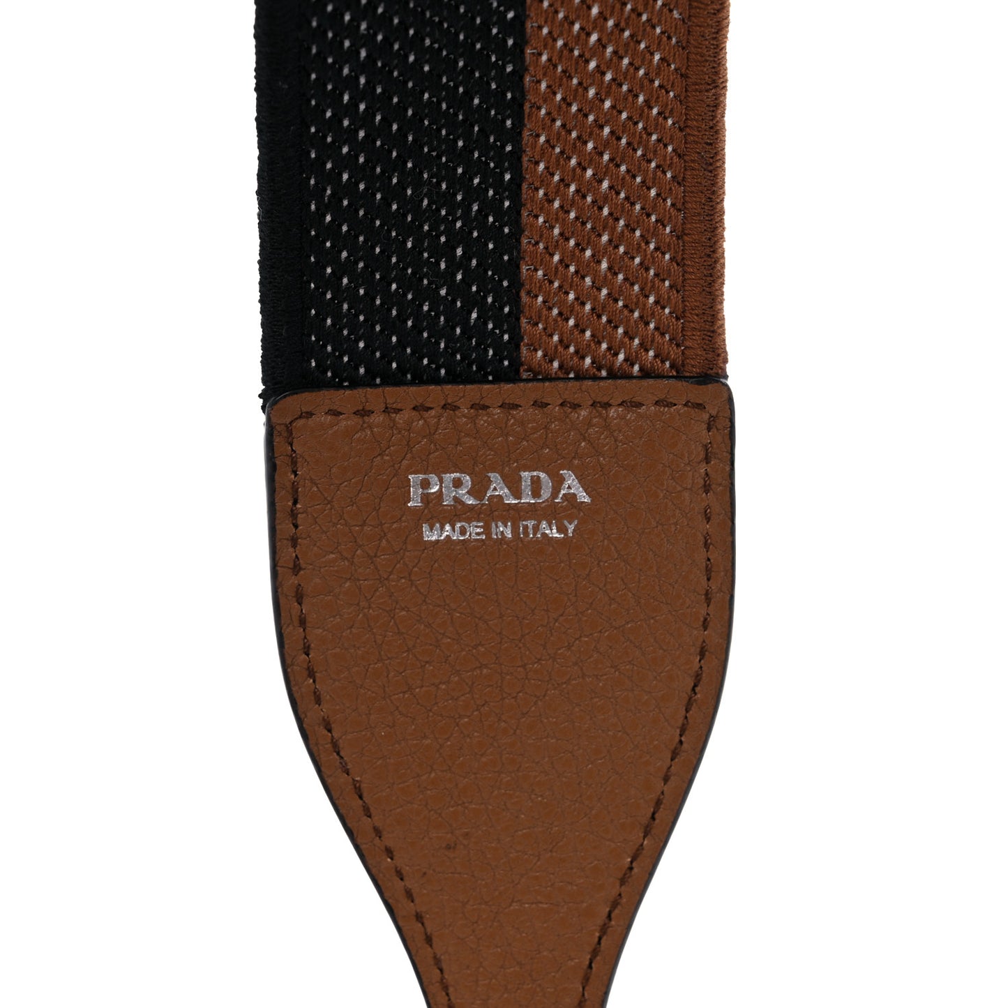 Canvas Calfskin Logo Shoulder Strap Black Caramel
