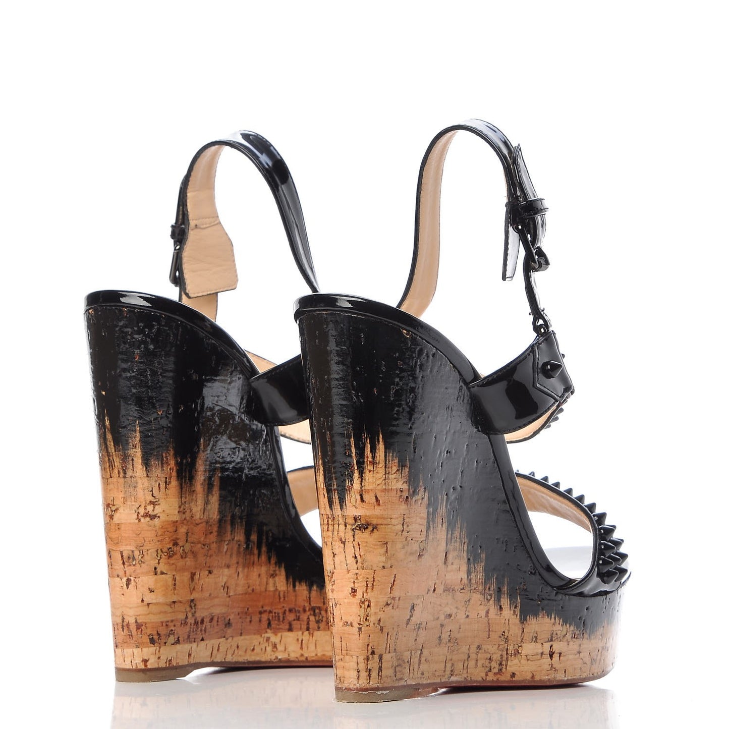 Patent Barboullaga 140 Spikes Cork Wedges 39 Black