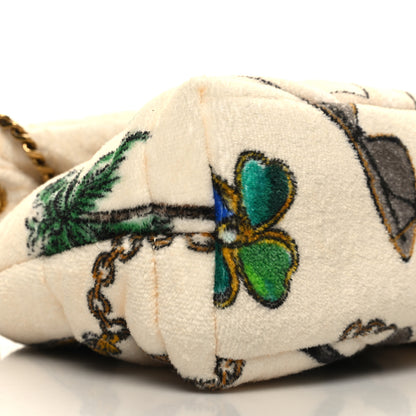 Saint Laurent Terrycloth Summer Print Quilted Small Loulou Puffer Monogram Chain Satchel Multicolor White 9 of 11