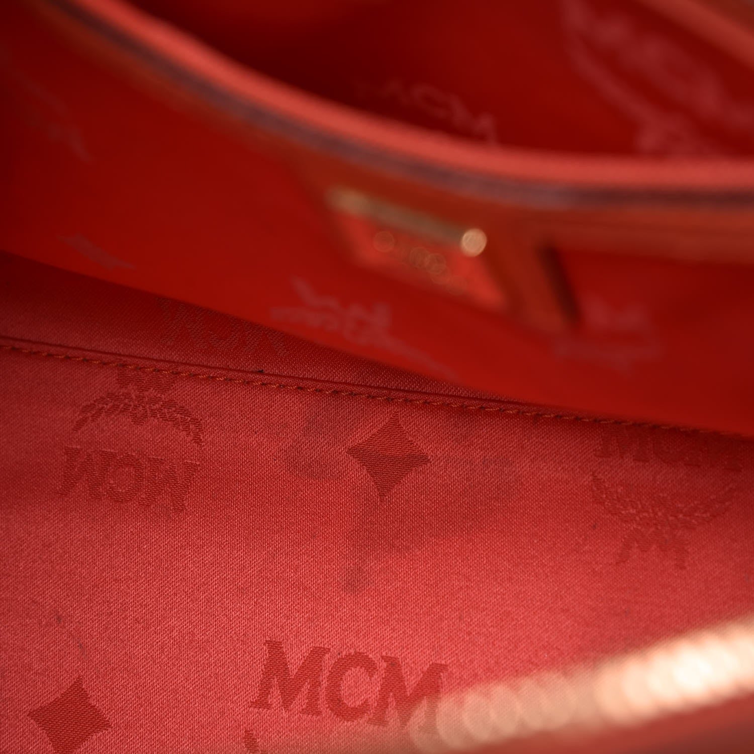 MCM Monogram Patent Zip Top Tote Orange 22 of 23