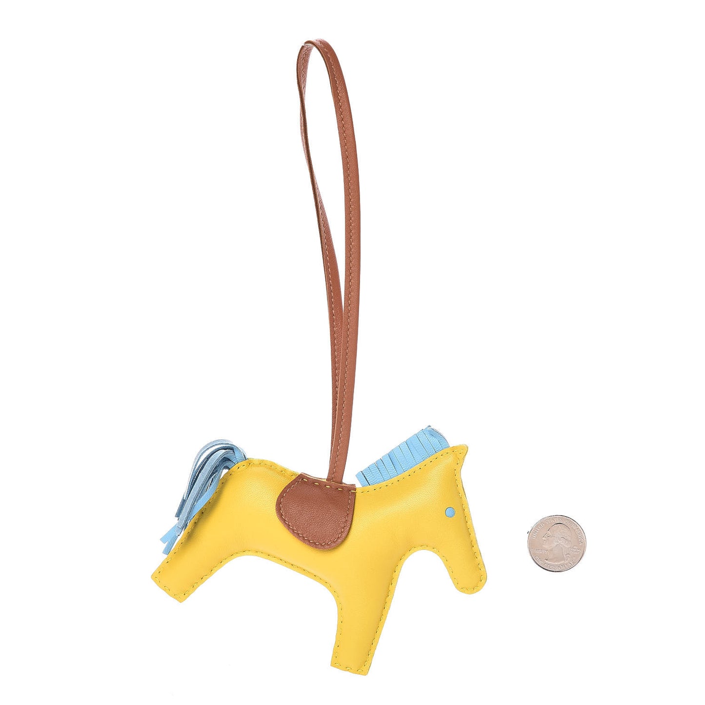 Milo Lambskin Grigri Rodeo Horse Bag Charm MM Jaune de Naples Celeste Gold