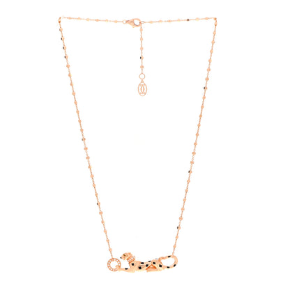 Cartier 18K Pink Gold Diamond Tsavorite Black Lacquer Panthere De Cartier Necklace 3 of 6