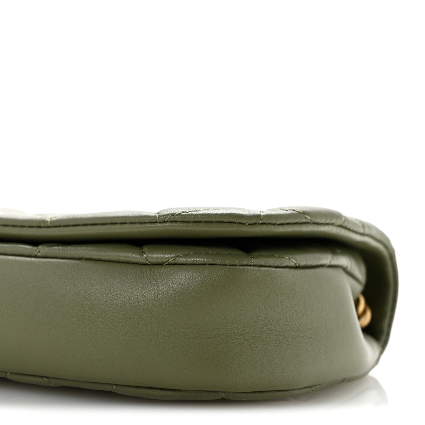 Calfskin Quilted Coco Mail Clutch With Chain Green