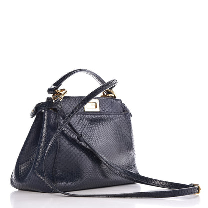 Fendi Python Mini Peekaboo Iconic Satchel Blue 4 of 14