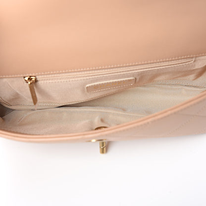 Chanel Lambskin Quilted Medium Chain Clutch Flap Beige 5 of 12
