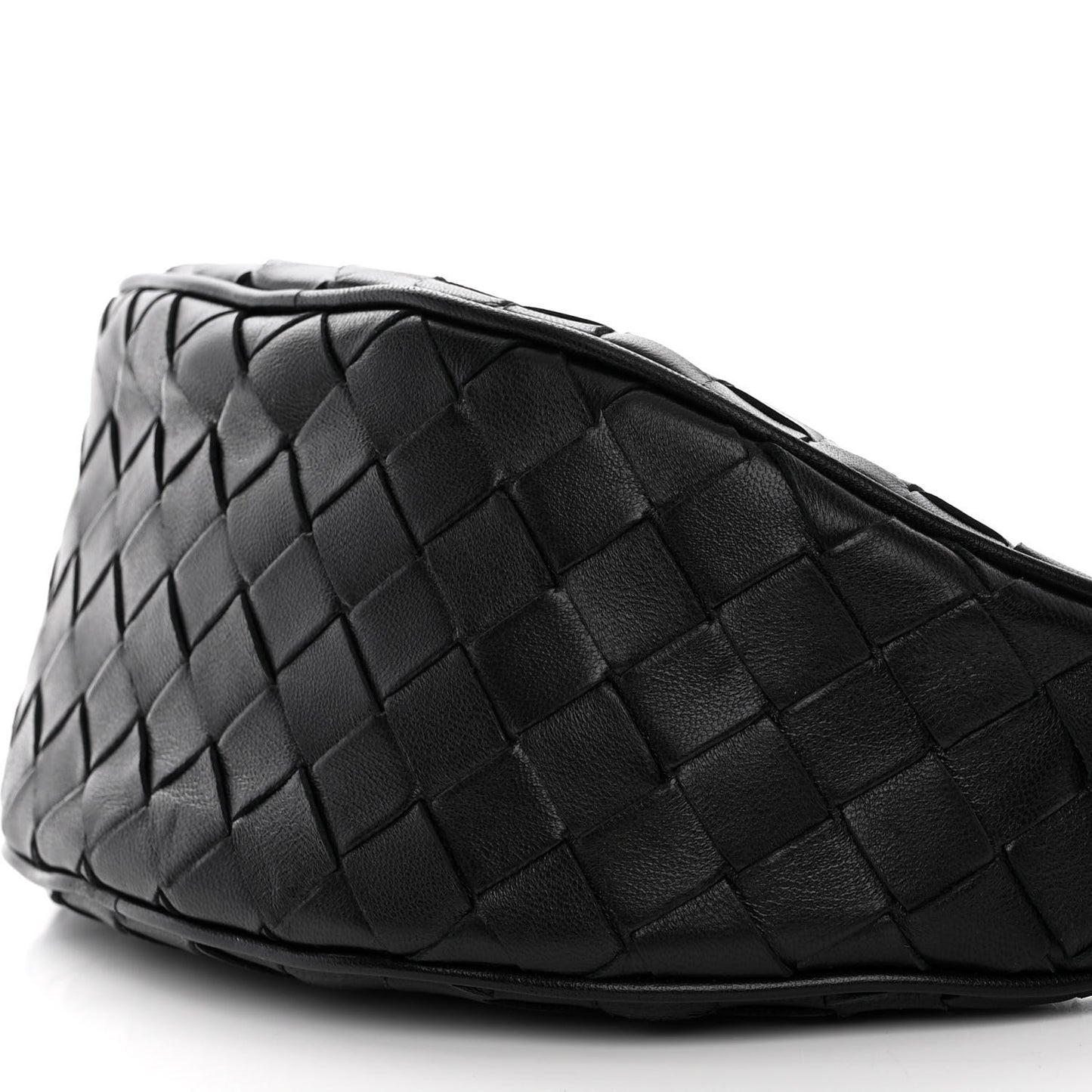 Nappa Intrecciato Half Moon Pouch On Strap Black