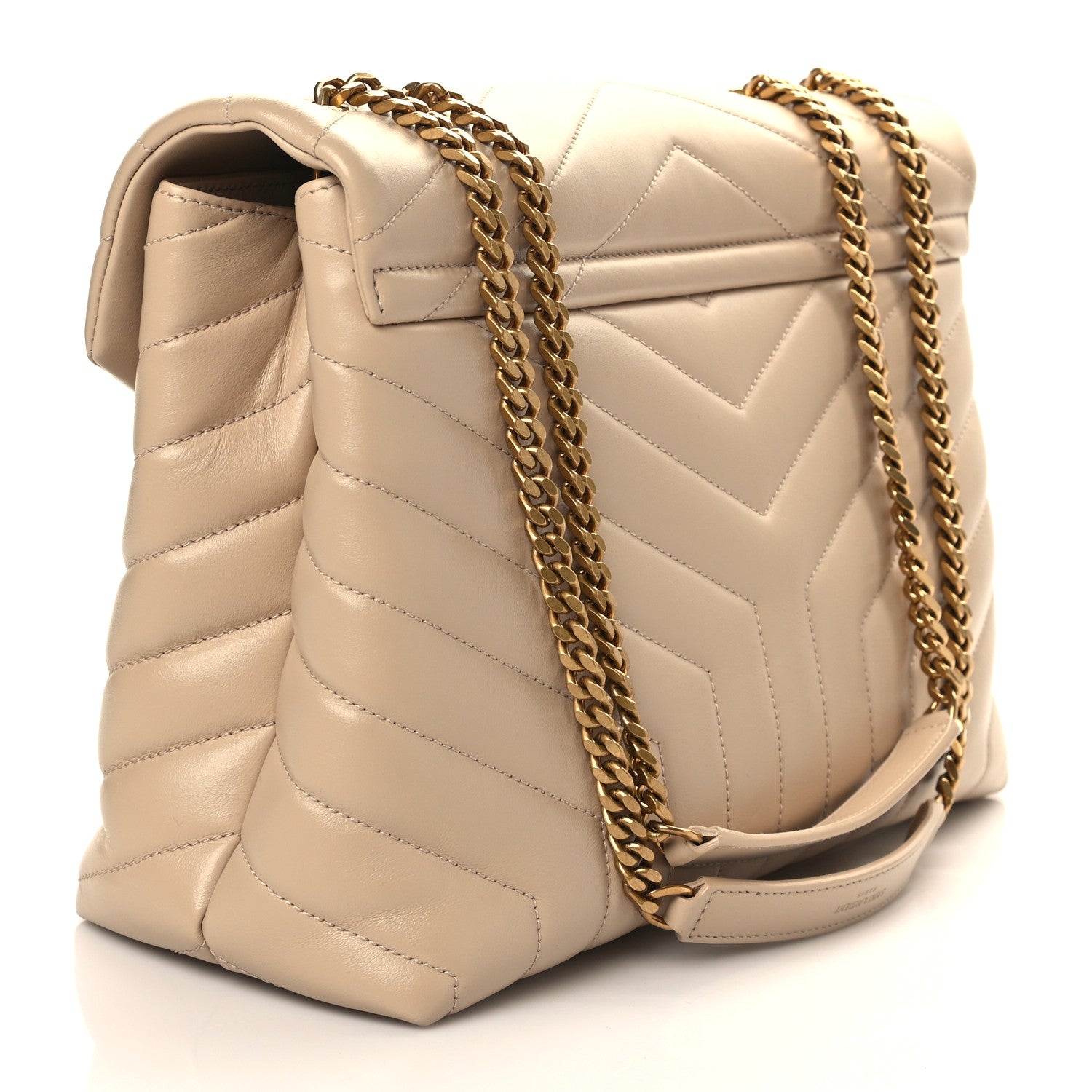Saint Laurent Calfskin Y Quilted Monogram Medium Loulou Chain Satchel Dark Beige 3 of 7