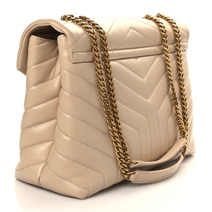 Saint Laurent Calfskin Y Quilted Monogram Medium Loulou Chain Satchel Dark Beige 3 of 7