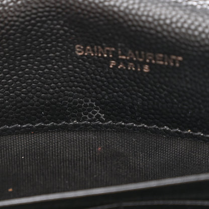 Saint Laurent Grain De Poudre Matelasse Chevron Monogram Monochrome Chain Wallet Black 7 of 13