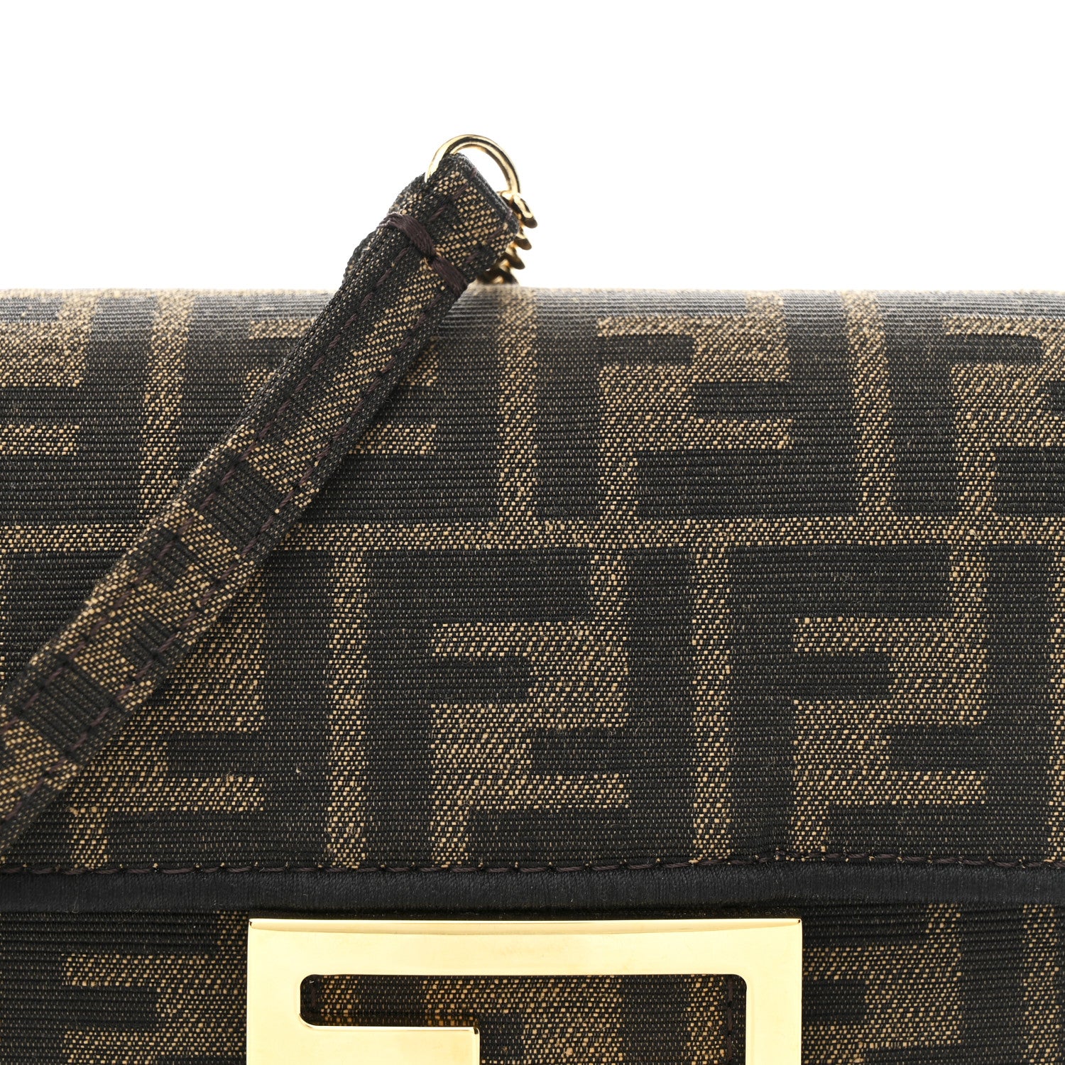 Fendi Fabric Jacquard FF 1974 Mini Baguette Tobacco Moro Black 8 of 10