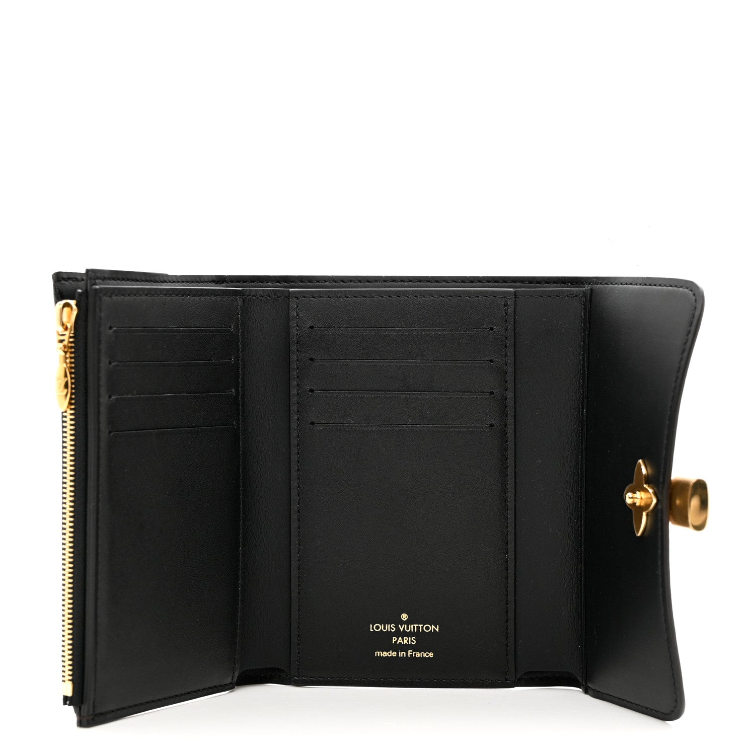 Louis Vuitton Monogram Flower Lock Compact Wallet Black 5 of 7