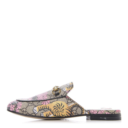 Gucci GG Supreme Monogram Bengal Womens Princetown Slippers 36 Beige Crop Pink 1 of 9