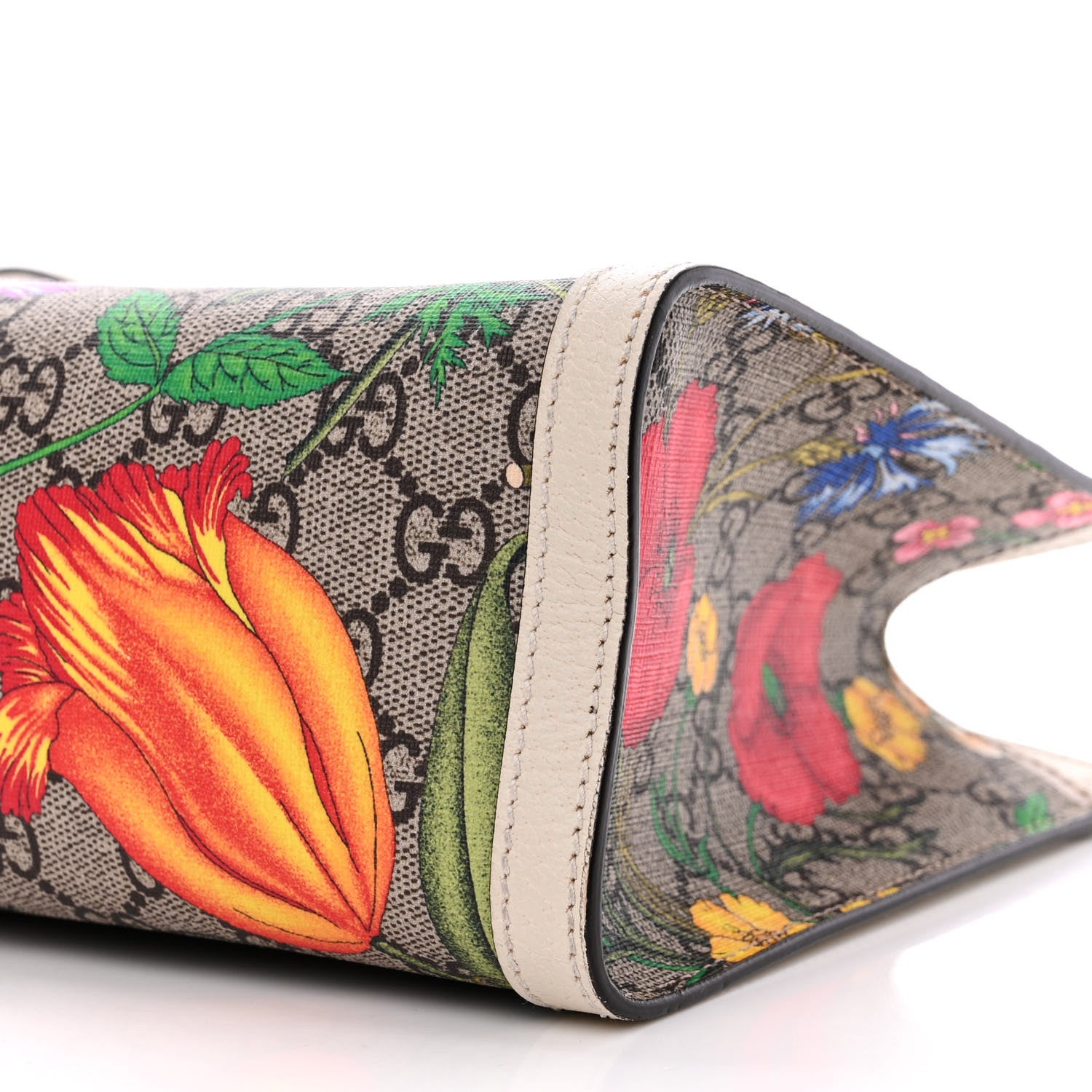 Gucci GG Supreme Monogram Flora Textured Calfskin Small Padlock Tote Beige Ebony Multicolor Mystic White 11 of 12