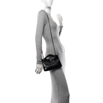 Chanel Shiny Crumpled Calfskin Quilted Nano 31 Shopping Bag Black 3 of 10