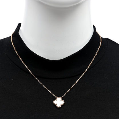 Van Cleef & Arpels 18K Rose Gold Gray Mother of Pearl Vintage Alhambra Pendant Necklace 2 of 4
