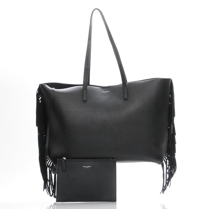 Saint Laurent Calfskin Large Fringe Shopping Tote Black 3 of 9