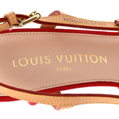 Louis Vuitton Suede Baby Goat Blossom Slingback Pumps 38 Rouge 8 of 9