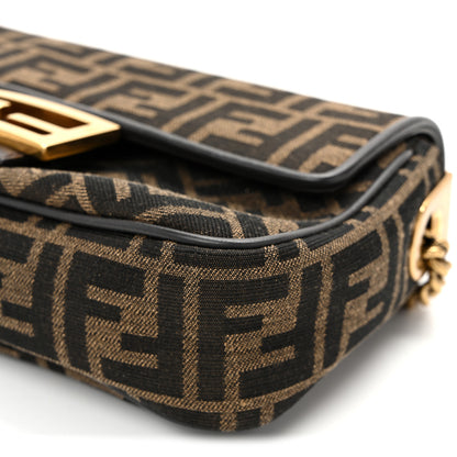 Fendi Fabric Jacquard FF 1974 Midi Chain Baguette Tobacco Moro 9 of 9