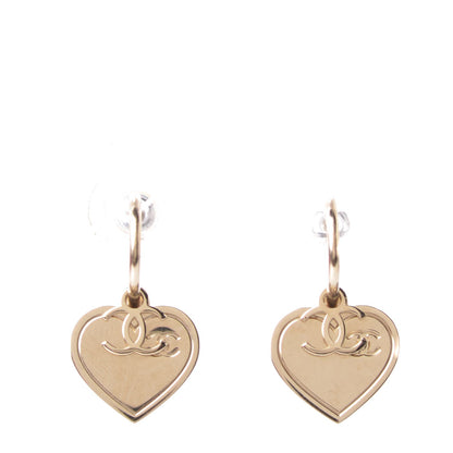Chanel Heart CC Dangle Earrings Gold 1 of 4