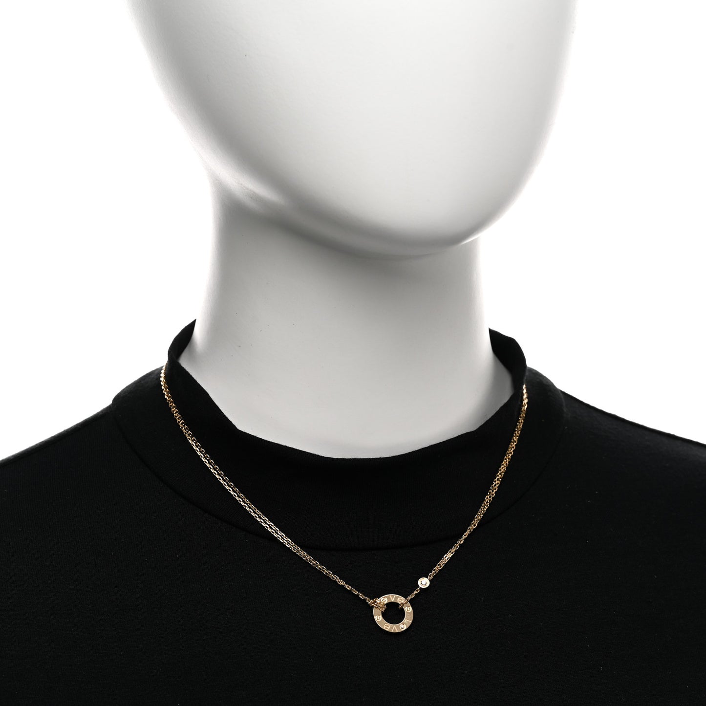 18K Yellow Gold 2 Diamond LOVE Necklace