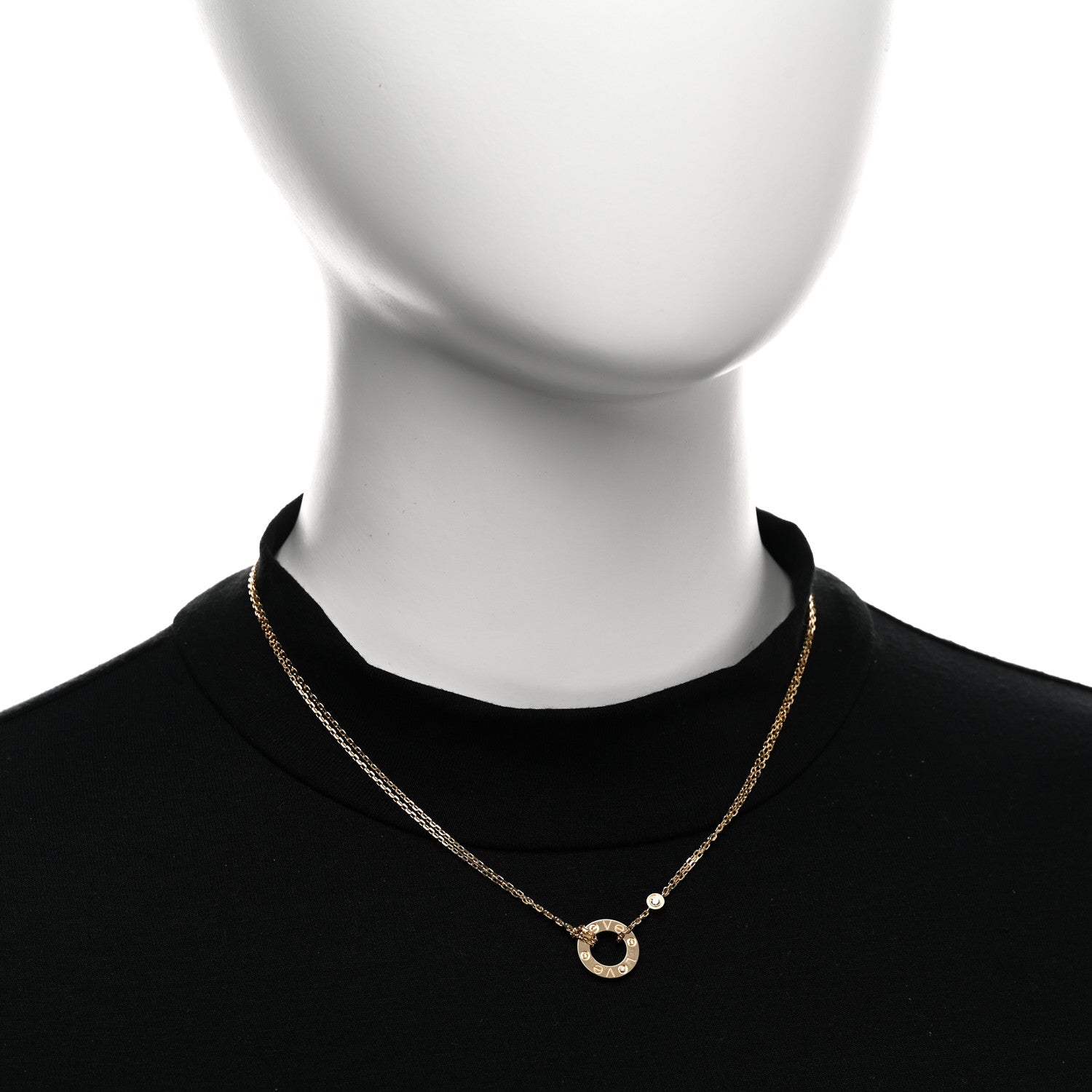 Cartier 18K Yellow Gold 2 Diamond LOVE Necklace 2 of 4