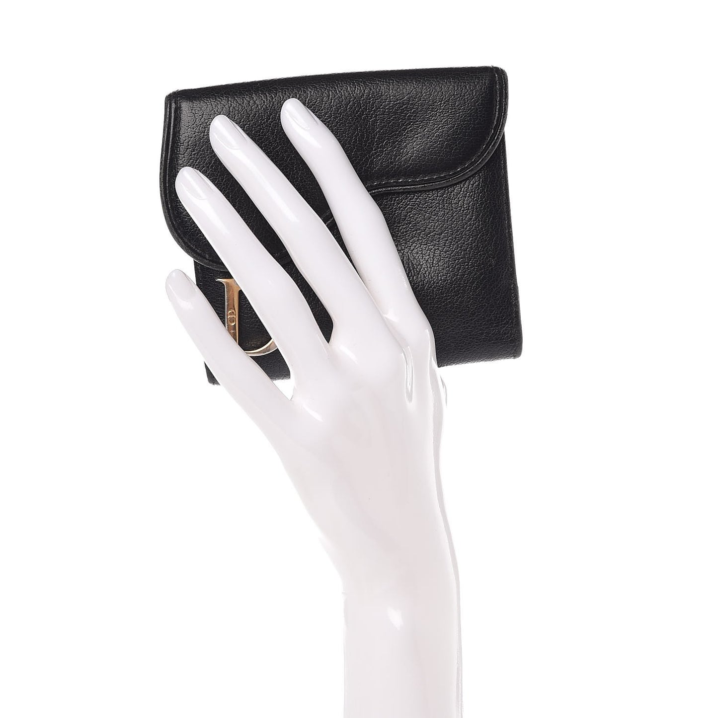 Goatskin Saddle Compact Wallet Black