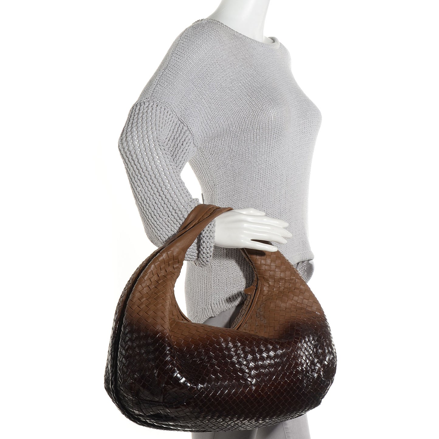 Nappa Patent Intrecciato Large Belly Veneta Ombre Hobo Chene