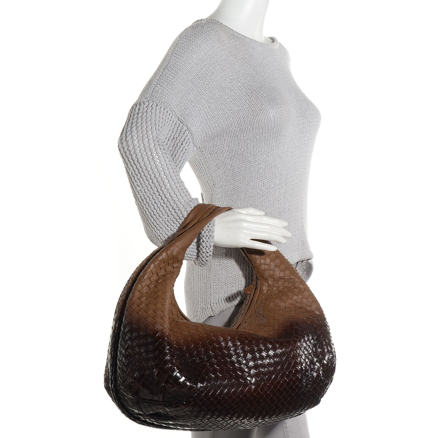 Bottega Veneta Nappa Patent Intrecciato Large Belly Veneta Ombre Hobo Chene 2 of 9