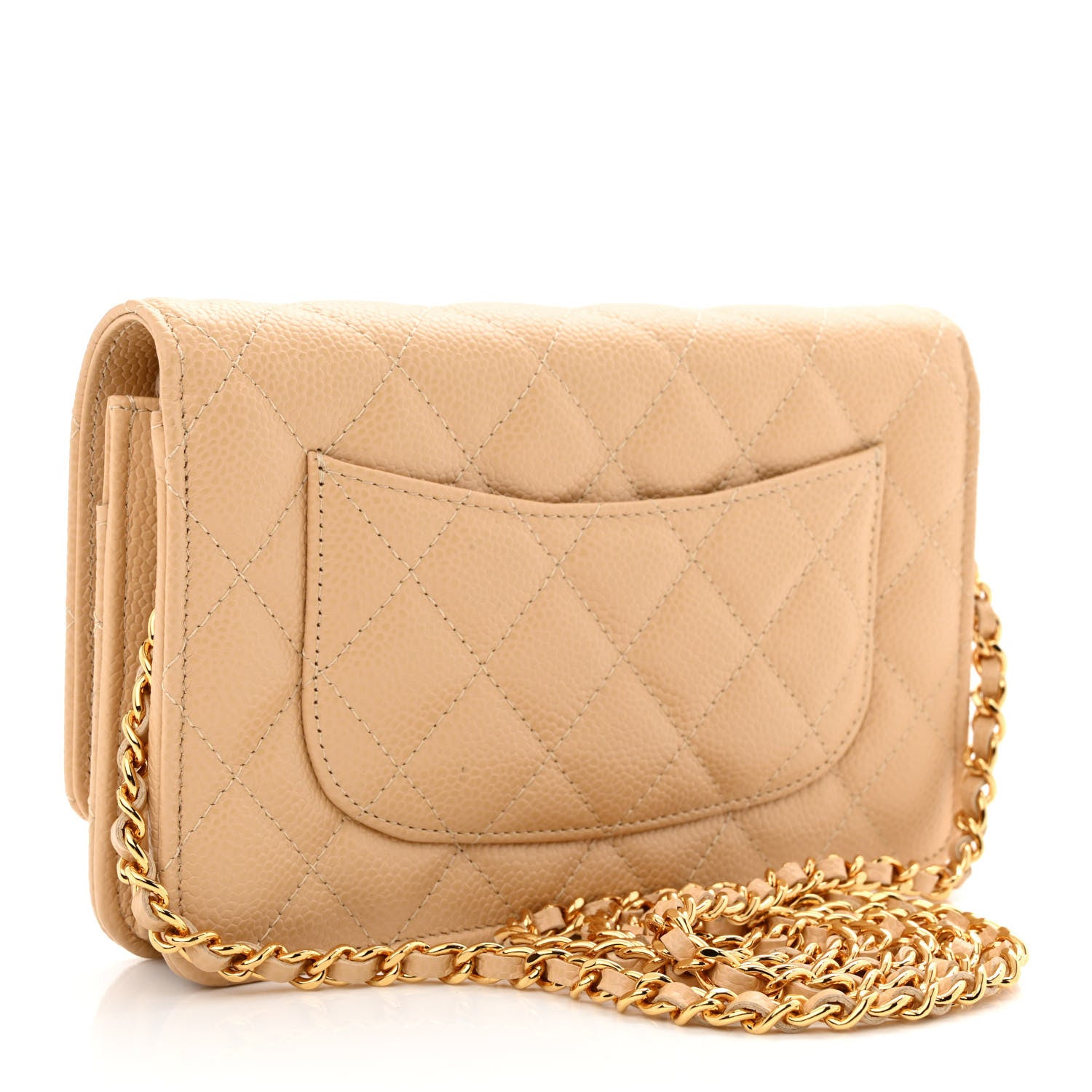 Chanel Caviar Quilted Wallet On Chain WOC Beige 3 of 12