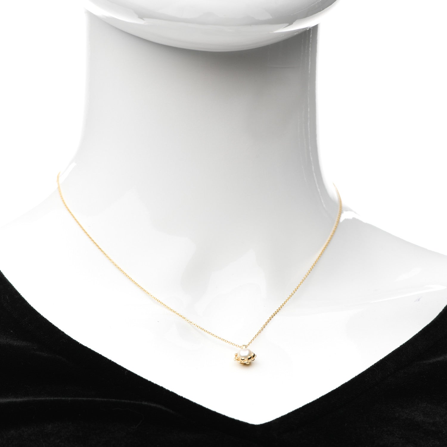 Tiffany 18K Yellow Gold Pearl Paloma Picasso Olive Leaf Pendant Necklace 2 of 6