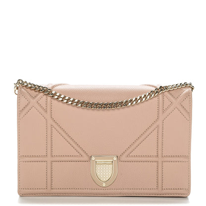 Christian Dior Grained Calfskin Diorama Wallet on Chain Pouch Nude 1 of 8