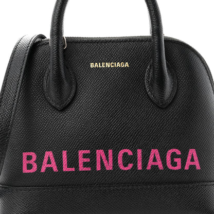 Balenciaga Signature Grained Calfskin Logo XXS Ville Top Handle Bag Black Rose Shocking 7 of 9