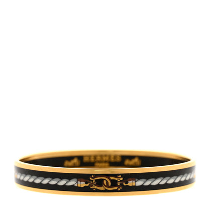 Hermes Enamel Printed Rope Chain Link Narrow Bracelet 65 Black 1 of 5