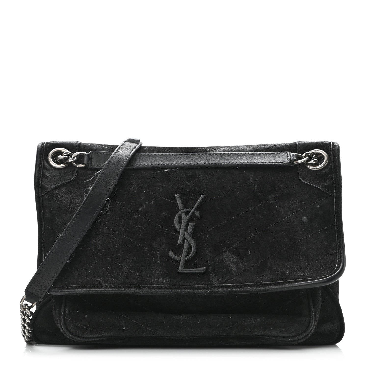 Saint Laurent Suede Monogram Medium Niki Chain Satchel Black 1 of 11